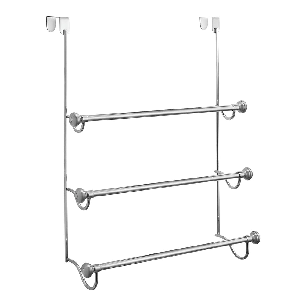 InterDesign York Over the Shower Door Towel Rack for Bathroom, Chrome/Brushed