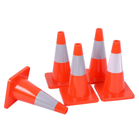 Costway 5PCS Traffic Cones 18'' Slim Fluorescent Reflective Road Safety Parking Cones