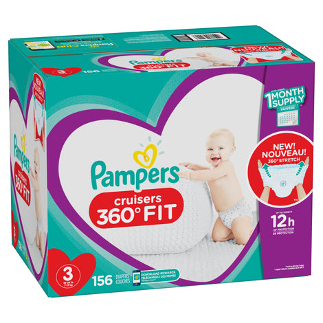 Pampers Cruisers 360 Fit Active Comfort Diapers, Size 3, 128 Ct