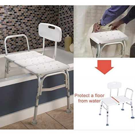 Ktaxon Bath Chair Plastic Tub Transfer Bench with Adjustable Backrest White