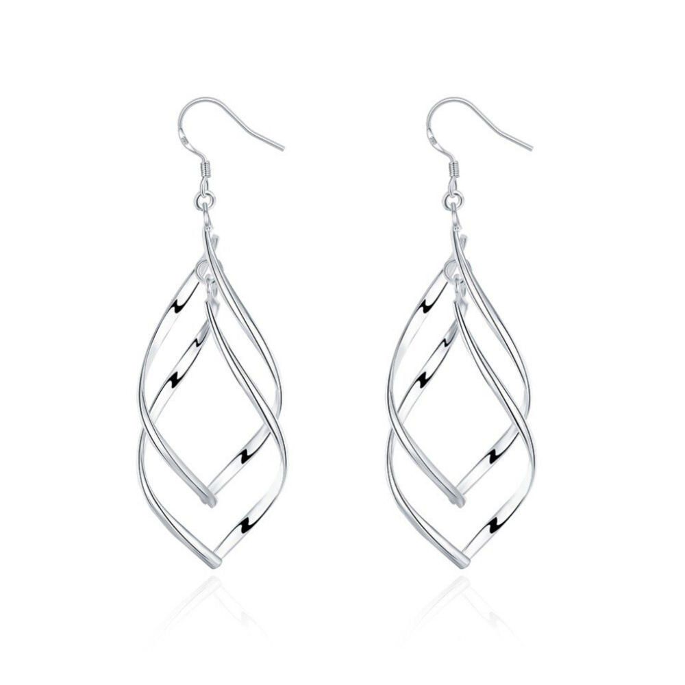 Sterling Silver Interlocking Diamond Spirals Earrings