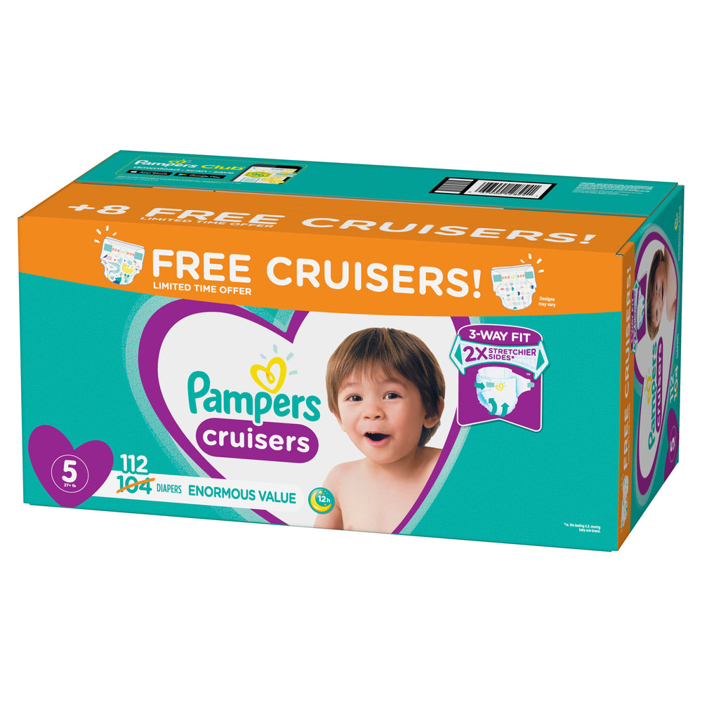 Pampers Cruisers Active Fit Diapers, Size 5, Bonus Pack 112 Ct