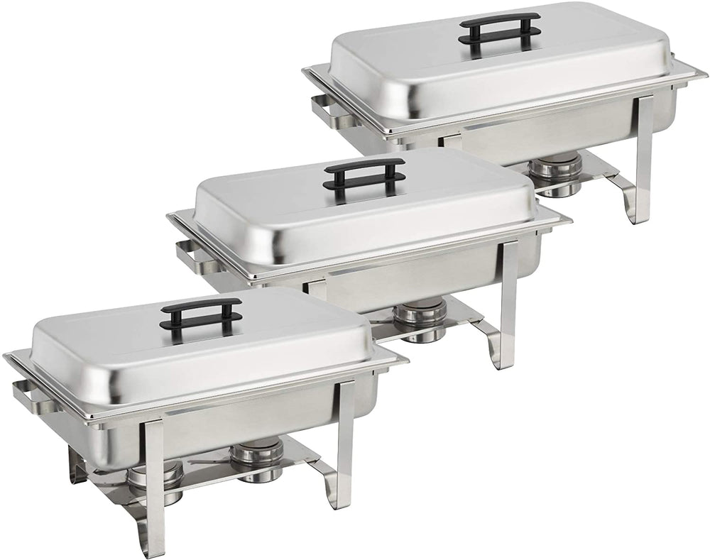 TigerChef Chafing Dish Buffet Set - Chaffing Dishes Stainless Steel - 8 Chafer and Buffet Warmer Sets with Water Pan, Food Pan, Lid