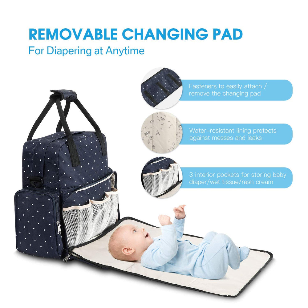 Large Diaper Bag, Chuntianli Baby Nappy Tote Bag Maternity Diaper Shoulder Bag Organizer Multi-Function Travel Backpack with Strap, Nappy Changing Pad, Insulated Pockets for Mom Dad Baby