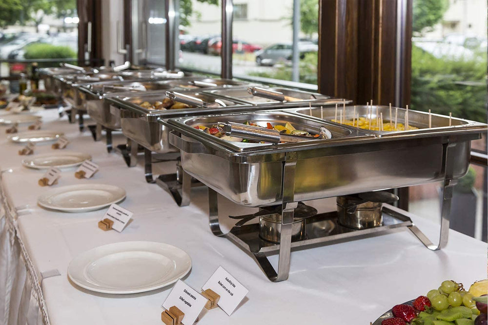 TigerChef Chafing Dish Buffet Set - Chaffing Dishes Stainless Steel - 8 Chafer and Buffet Warmer Sets with Water Pan, Food Pan, Lid