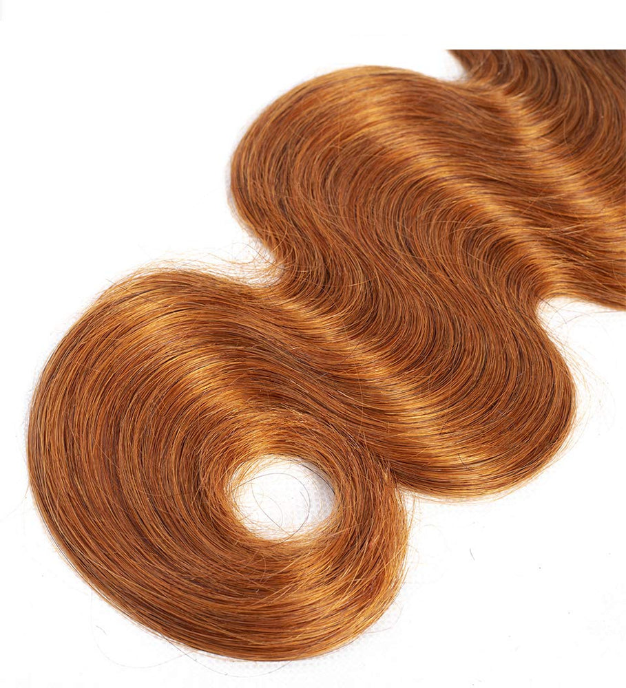 Sakula 2 Tone Ombre Body Wave 100% Human Hair Bundles with Closure Brazilian Unprocessed Grade 7A Virgin Remy Hair Extensions with 1B/30 Color (16 16 18 18+14 inch)