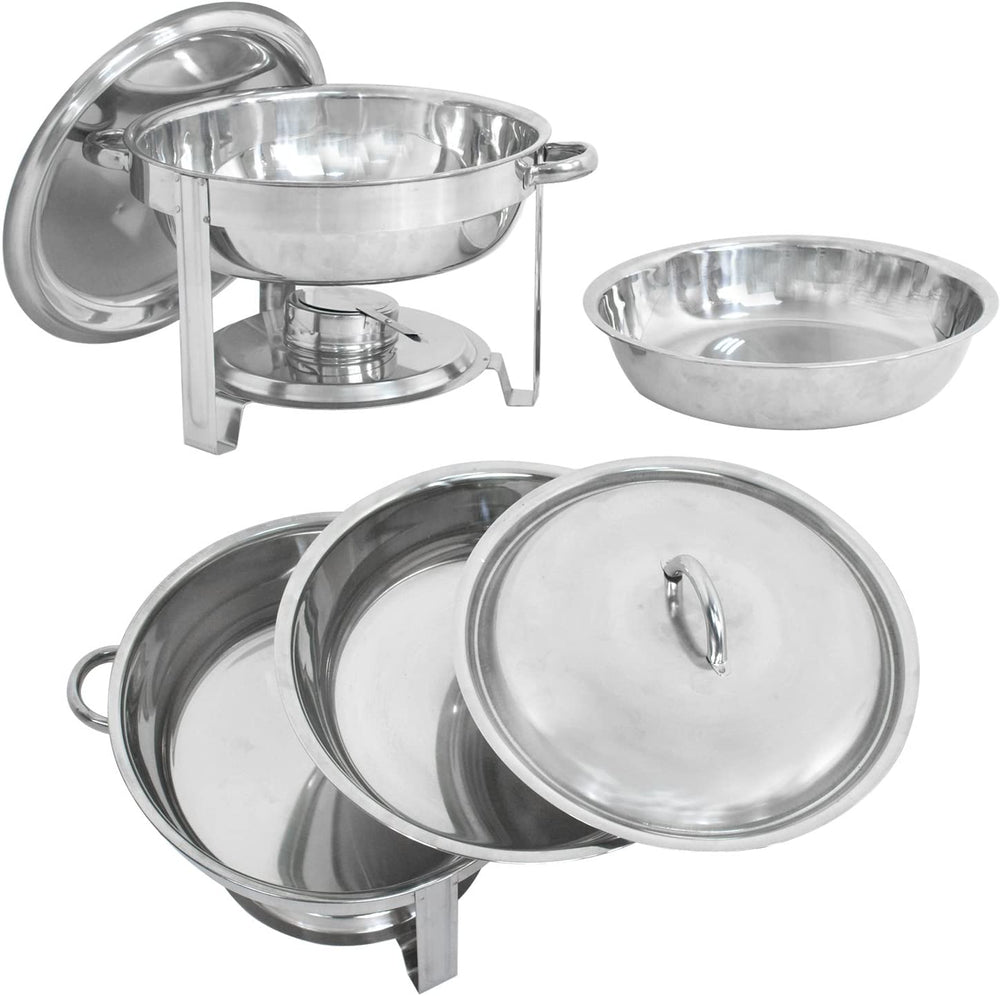 SUPER DEAL Upgraded 2 Qt Full Size Stainless Steel Chafing Dish Round Chafer Buffet Catering Warmer Set w/Food and Water Pan, Lid, Solid Stand and Fuel Holder