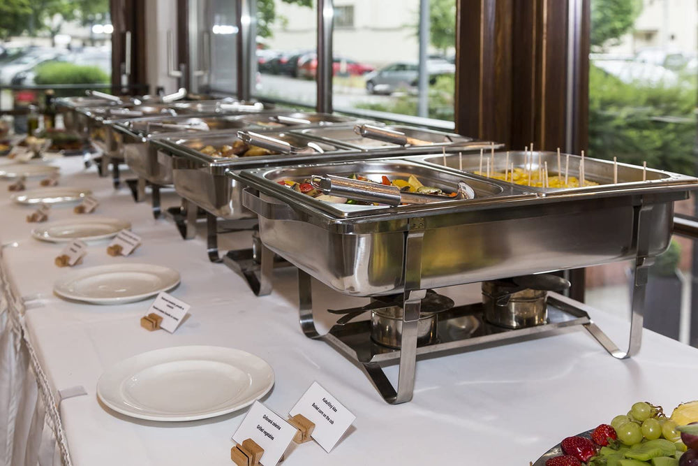 TigerChef Chafing Dish Buffet Set - Chaffing Dishes Stainless Steel - 8 Chafer and Buffet Warmer Sets with Water Pan, Food Pan, Lid