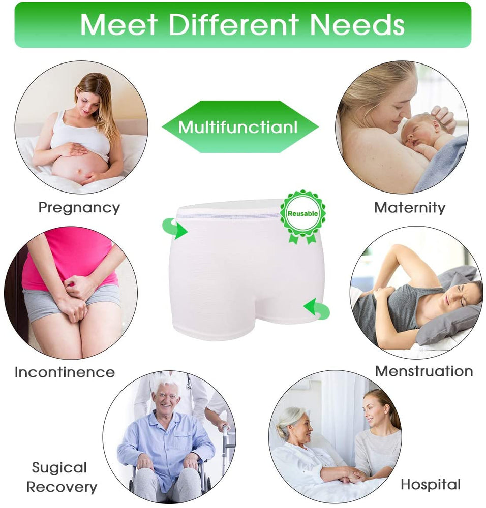 Mesh Underwear Postpartum 4 Count Disposable Postpartum Underwear Hospital Mesh Panties for Post C-Section, Maternity Briefs - Washable | Stretchy,High Waist Mesh Postpartum Underwear Women