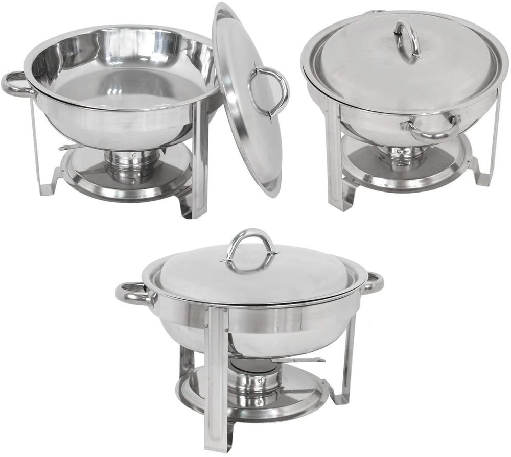 SUPER DEAL Upgraded 2 Qt Full Size Stainless Steel Chafing Dish Round Chafer Buffet Catering Warmer Set w/Food and Water Pan, Lid, Solid Stand and Fuel Holder