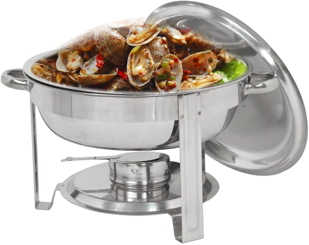 SUPER DEAL Upgraded 2 Qt Full Size Stainless Steel Chafing Dish Round Chafer Buffet Catering Warmer Set w/Food and Water Pan, Lid, Solid Stand and Fuel Holder