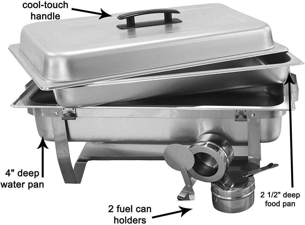 TigerChef Chafing Dish Buffet Set - Chaffing Dishes Stainless Steel - 8 Chafer and Buffet Warmer Sets with Water Pan, Food Pan, Lid