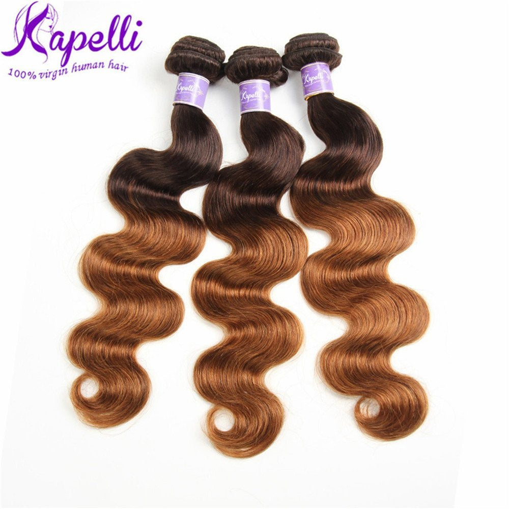 Ombre Brazilian Hair Body Wave Bundles T1B/30 Black to Medium Auburn (22 24 26 28)