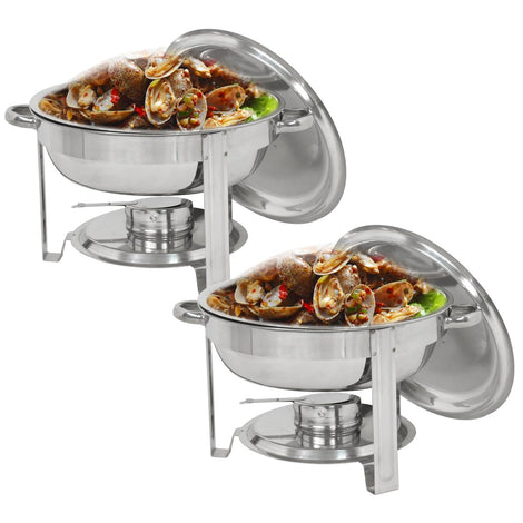 SUPER DEAL Upgraded 2 Qt Full Size Stainless Steel Chafing Dish Round Chafer Buffet Catering Warmer Set w/Food and Water Pan, Lid, Solid Stand and Fuel Holder