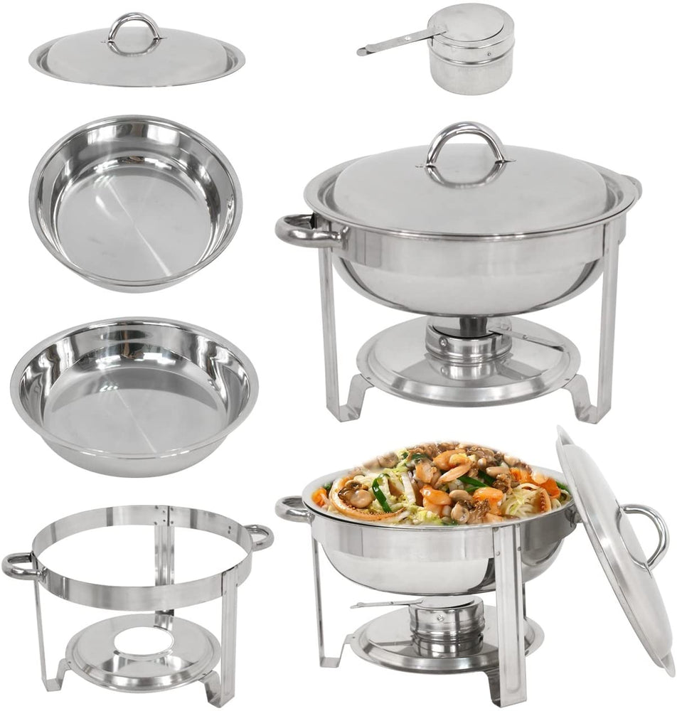 SUPER DEAL Upgraded 2 Qt Full Size Stainless Steel Chafing Dish Round Chafer Buffet Catering Warmer Set w/Food and Water Pan, Lid, Solid Stand and Fuel Holder