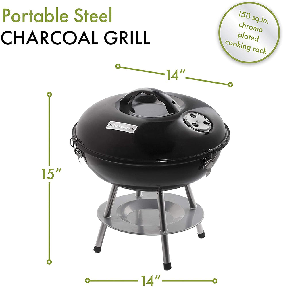 Cuisinart CCG190RB Portable Charcoal Grill, 14-Inch, Red, 14.5