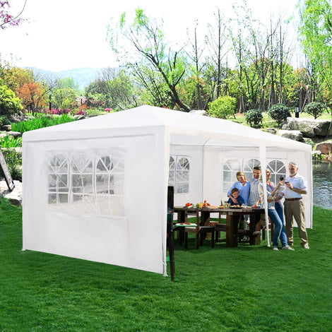 Tangkula 10'x20' Outdoor Wedding Tent, Canopy Tent 4 Walls with Window BBQ Party Outdoor Canopy Tent White