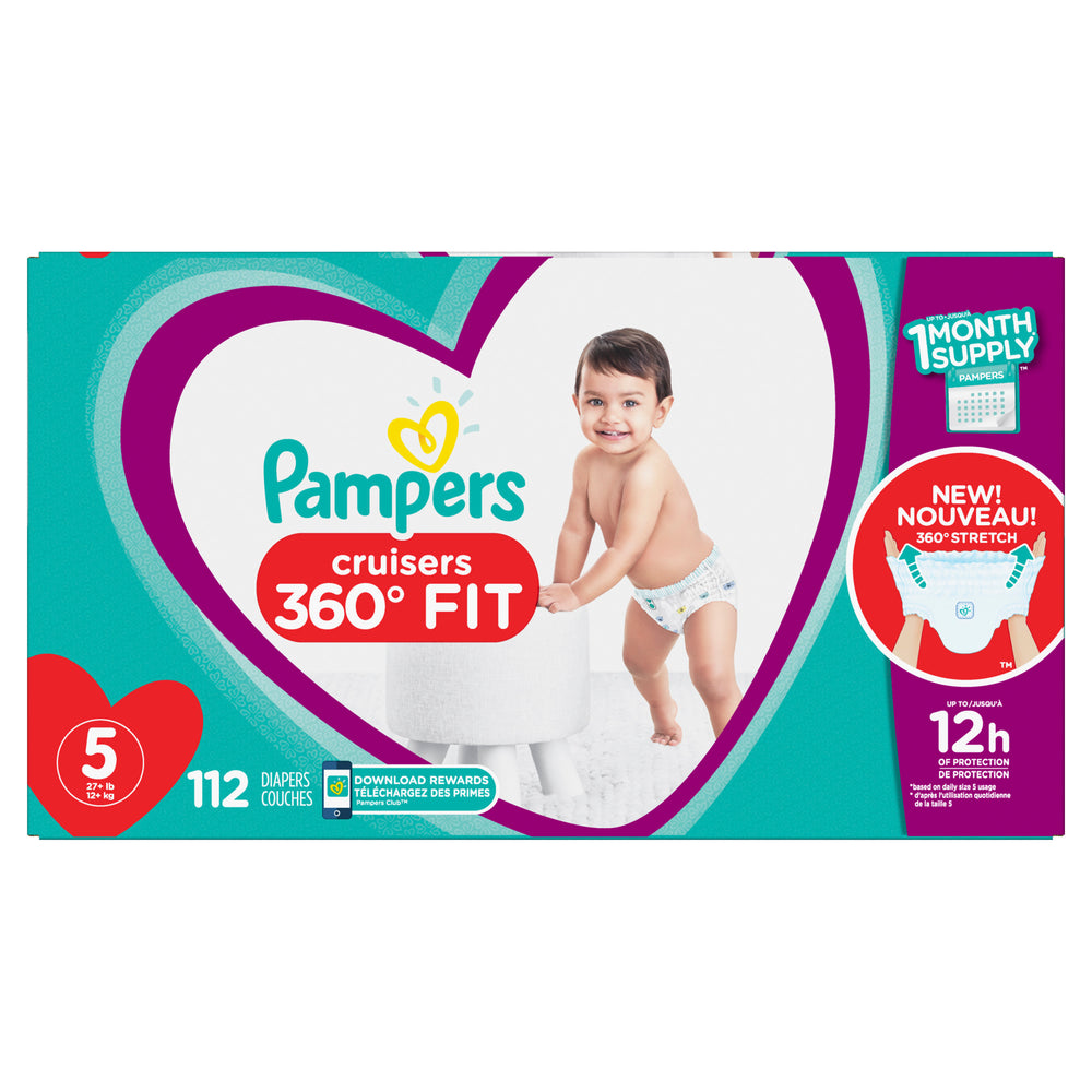 Pampers Cruisers 360 Fit Active Comfort Diapers, Size 5, 112 Ct