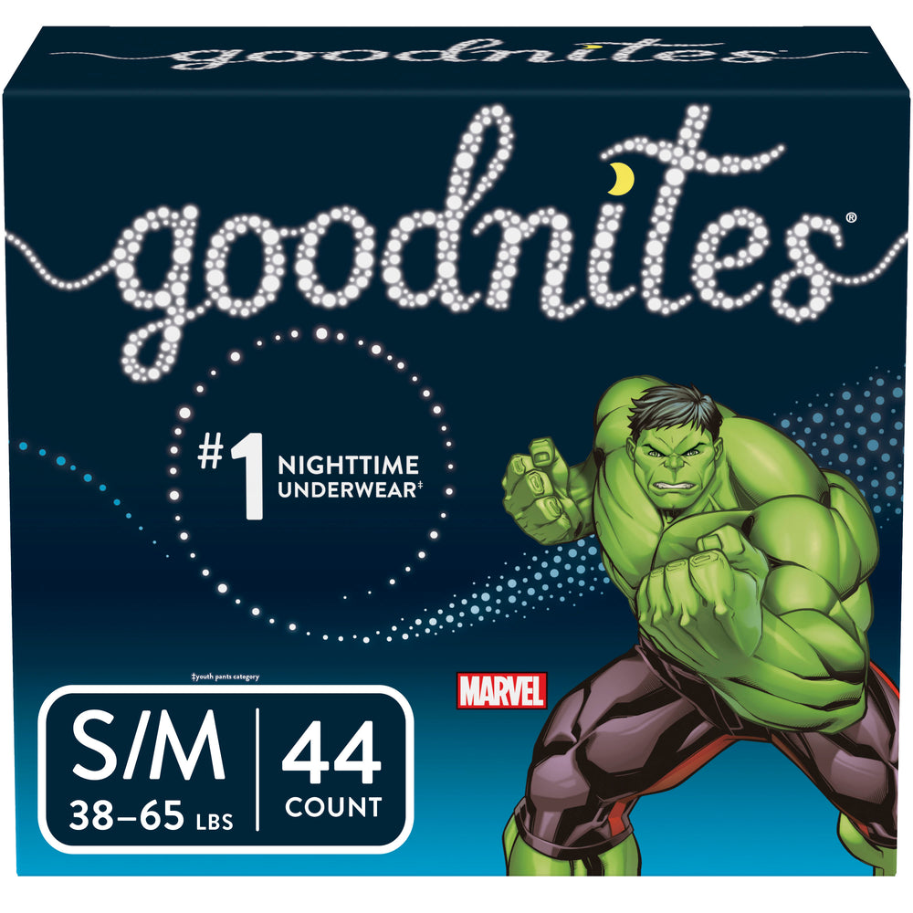 Goodnites Boys Bedtime Bedwetting Underwear, Size S/M, 44 Ct