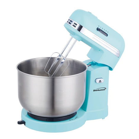 Brentwood SM-1162BL 5-Speed Stand Mixer with 3 Quart Stainless Steel Mixing Bowl, Blue