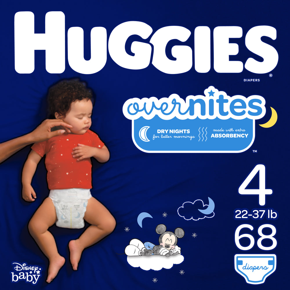 HUGGIES OverNites Diapers, Size 4, 68 Count