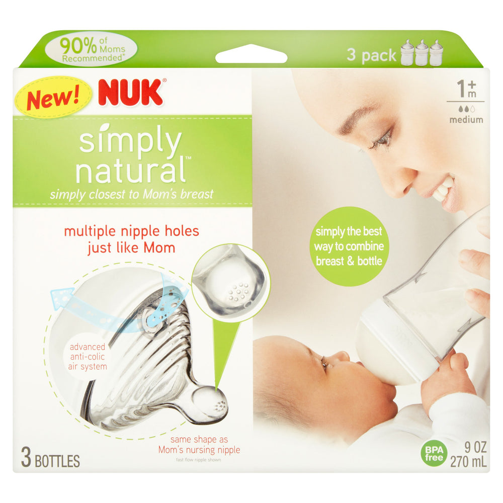 NUK Simply Natural Bottle, 9 oz, 3-Pack