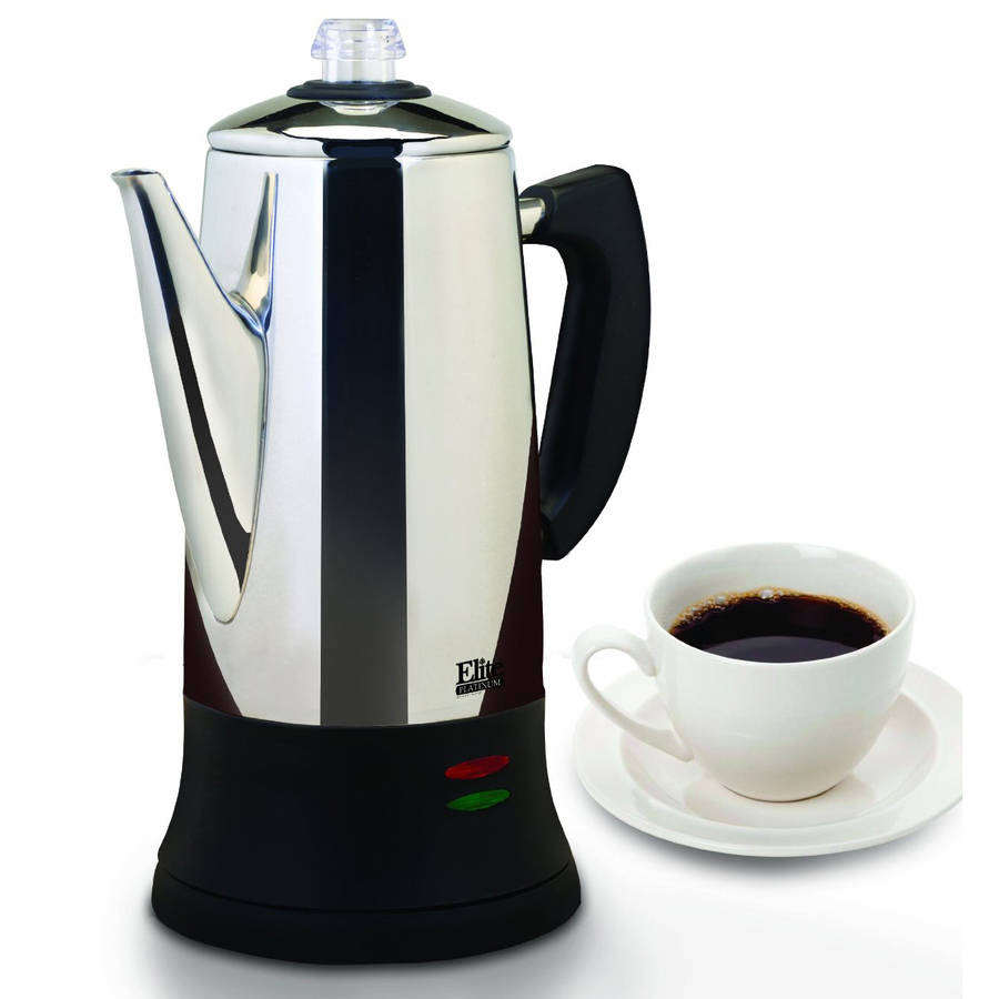 Maxi Matic Elite Platinum 12-Cup Tea/Coffee Percolator, Stainless Steel/Black