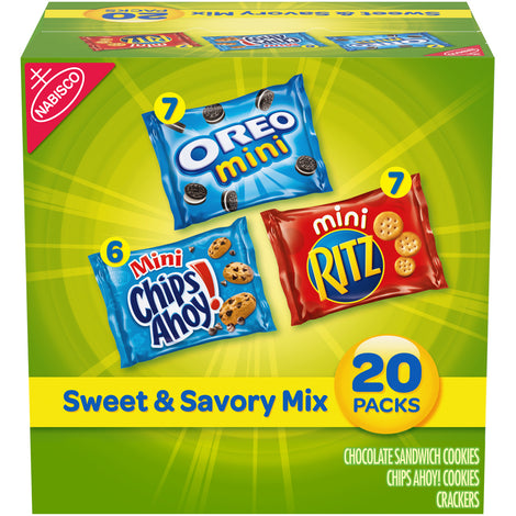Nabisco Sweet & Savory Mix Variety Pack, Oreo Mini Cookies, Mini Chips Ahoy! Cookies, And Mini Ritz Crackers, 18.04 Oz