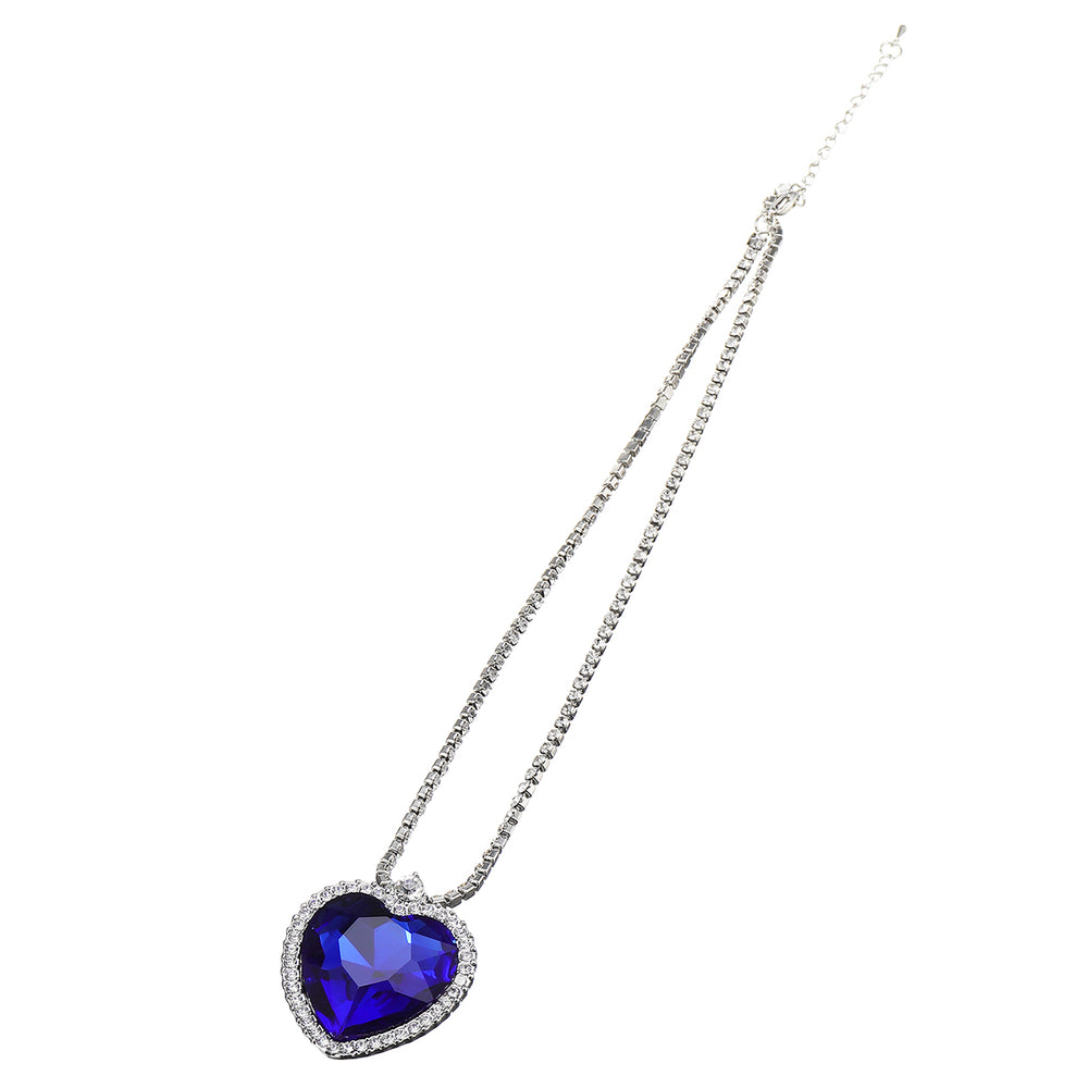 Crystal Ocean Heart Blue Girlfriend Wife Mom Valentine Necklace Pendant Earrings