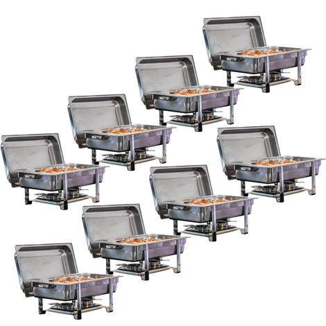 TigerChef Chafing Dish Buffet Set - Chaffing Dishes Stainless Steel - 8 Chafer and Buffet Warmer Sets with Water Pan, Food Pan, Lid