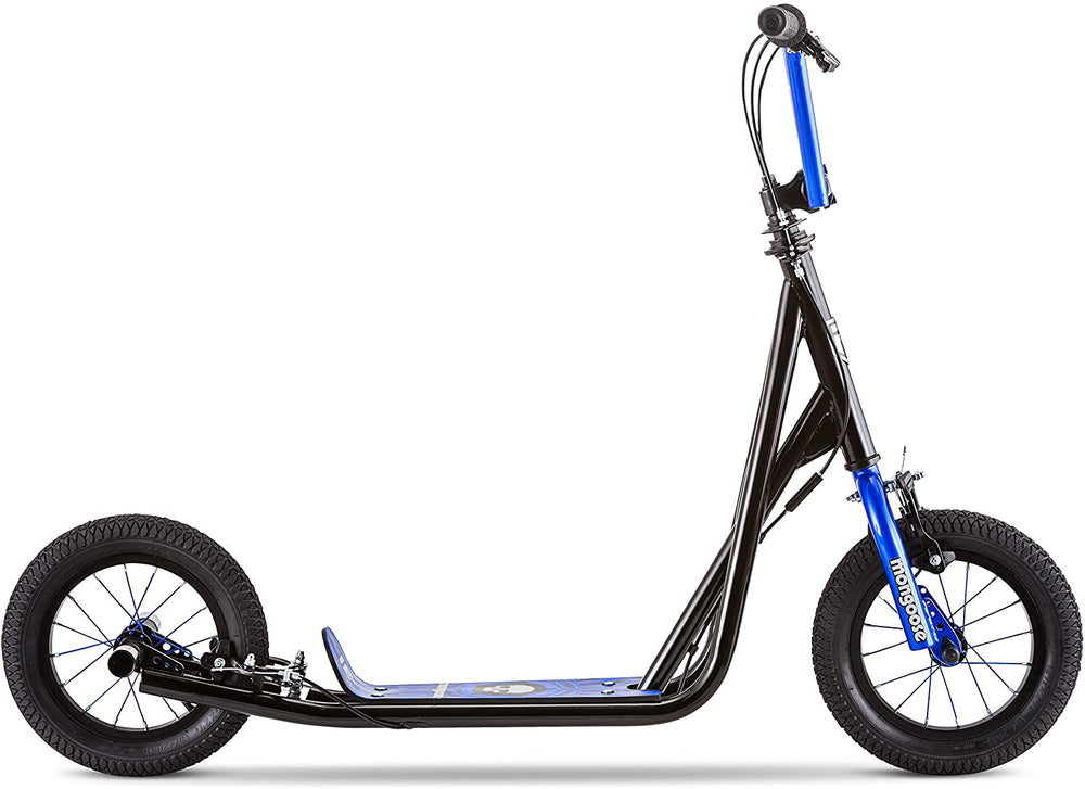 Mongoose Expo Youth Scooter, Front and Rear Caliper Brakes, Rear Axle Pegs, 12-Inch Inflatable Wheels, Available in Multiple Colors