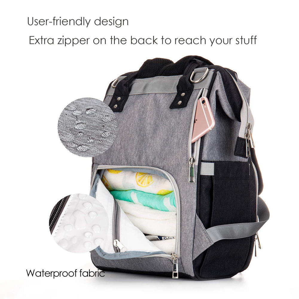 Diaper Bag Backpack Nappy Bag Upsimples Baby Bags for Mom and Dad Maternity Diaper Bag with USB Charging Port Stroller Straps Thermal Pockets,Water Resistant,Pink&Gray