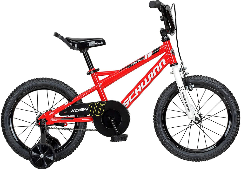 Schwinn Koen Boys Bike for Toddlers and Kids, 12, 14, 16, 18, 20 inch Wheels for Ages 2 Years and Up, Red, Blue or Black, Balance or Training Wheels, Adjustable Seat