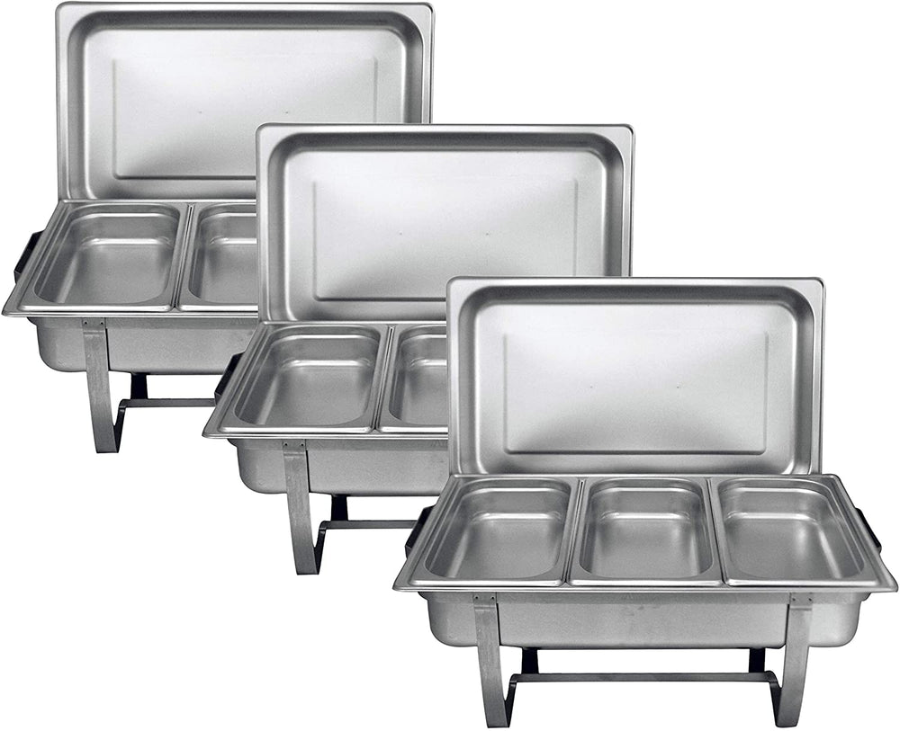 TigerChef Chafing Dish Buffet Set - Chaffing Dishes Stainless Steel - 8 Chafer and Buffet Warmer Sets with Water Pan, Food Pan, Lid