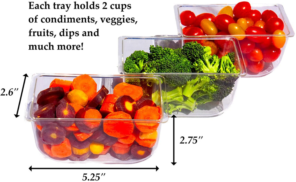 Ice Chilled 5 Compartment Condiment Server Caddy - Serving Tray Container with 5 Removable Dishes with over 2 Cup Capacity Each and Hinged Lid | 3 Serving Spoons + 3 Tongs Included