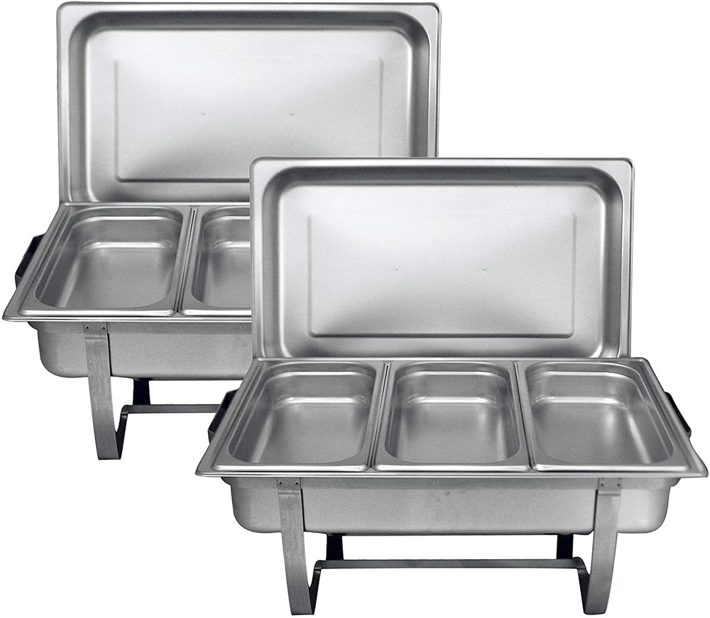 TigerChef Chafing Dish Buffet Set - Chaffing Dishes Stainless Steel - 8 Chafer and Buffet Warmer Sets with Water Pan, Food Pan, Lid