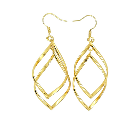 Sterling Silver Interlocking Diamond Spirals Earrings For Woman GOLD