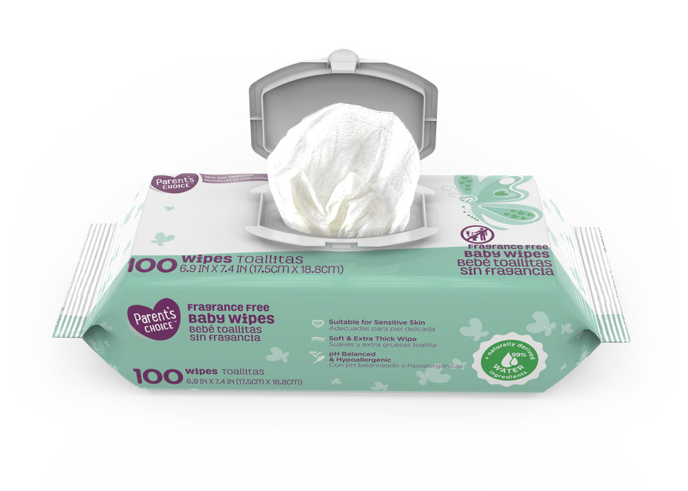 Parent's Choice Fragrance Free Baby Wipes, 12 Flip-Top Packs (800 Count)