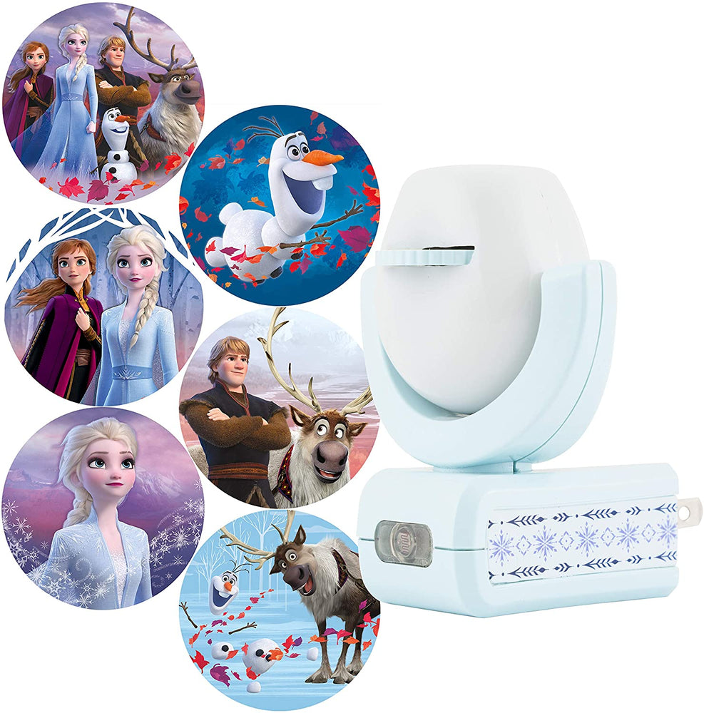 Projectables Frozen 2 LED Night Light, 6-Image, Plug-in, Dusk-to-Dawn, UL-Listed, Scenes of Elsa, Anna, and Olaf on Ceiling, Wall, or Floor, Ideal for Bedroom, Nursery, 45028