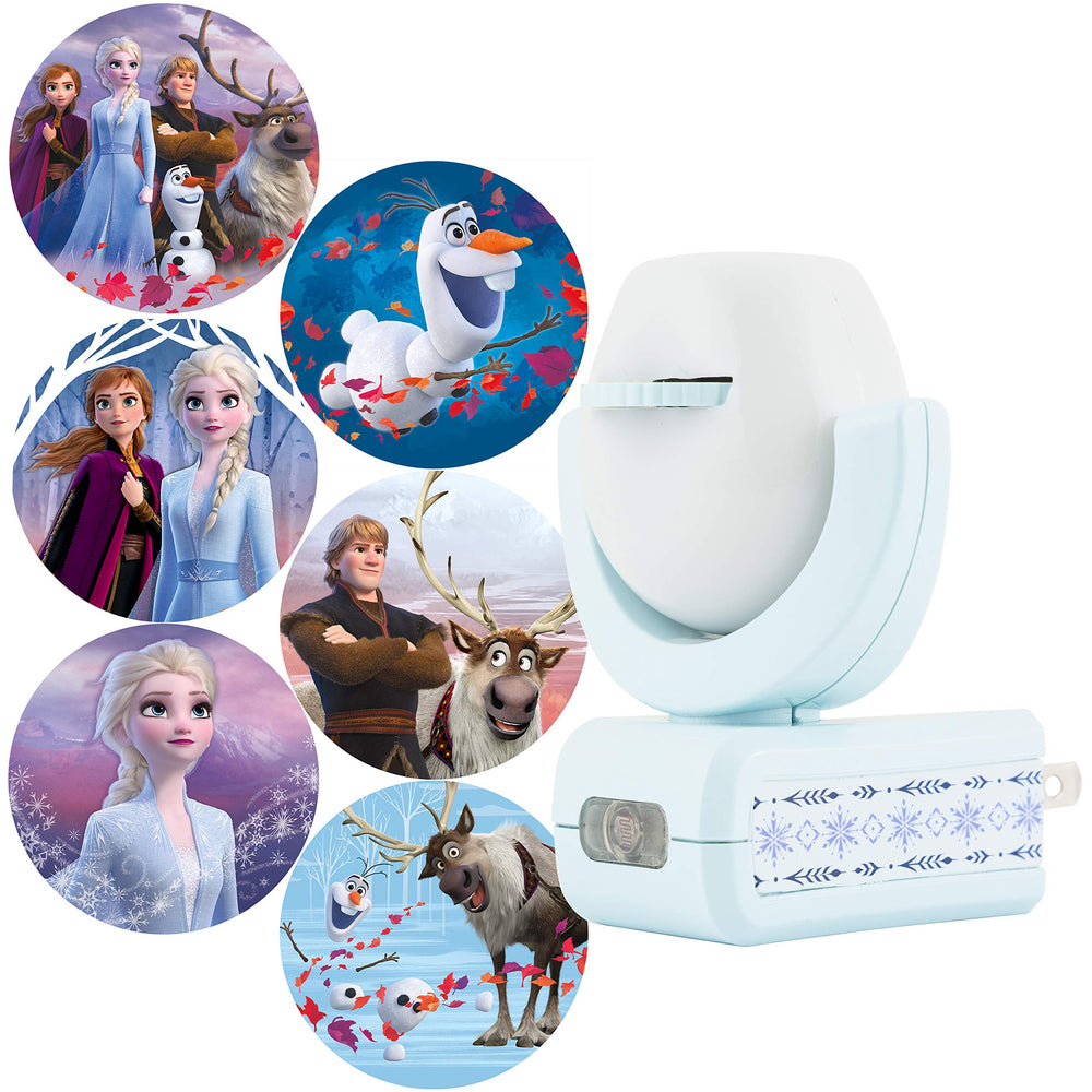 Projectables Frozen 2 LED Night Light, 6-Image, Plug-in, Dusk-to-Dawn, UL-Listed, Scenes of Elsa, Anna, and Olaf on Ceiling, Wall, or Floor, Ideal for Bedroom, Nursery, 45028