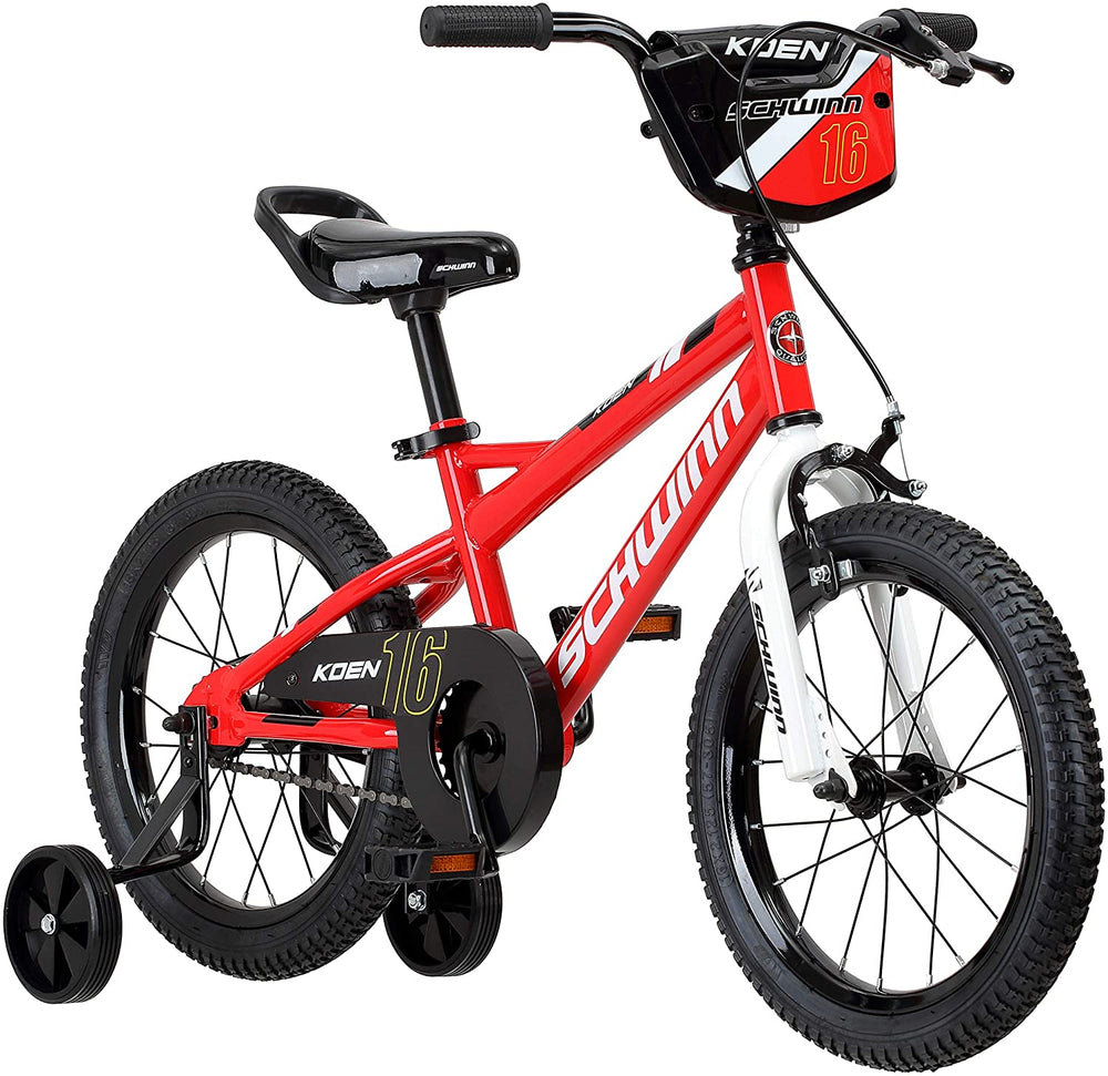 Schwinn Koen Boys Bike for Toddlers and Kids, 12, 14, 16, 18, 20 inch Wheels for Ages 2 Years and Up, Red, Blue or Black, Balance or Training Wheels, Adjustable Seat