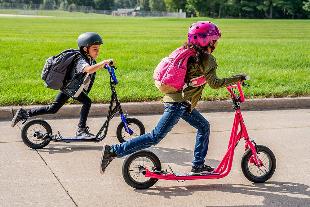 Mongoose Expo Youth Scooter, Front and Rear Caliper Brakes, Rear Axle Pegs, 12-Inch Inflatable Wheels, Available in Multiple Colors