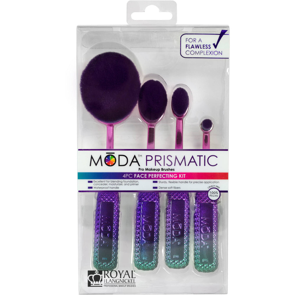 MODA Prismatic Face Perfecting Makeup Blending Brushes Kit, 4 Pcs