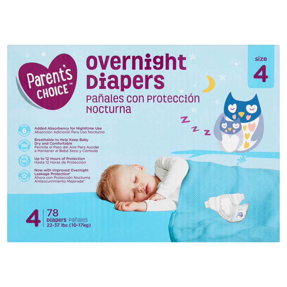Parent's Choice Overnight Diapers, Size 4, 78 Count