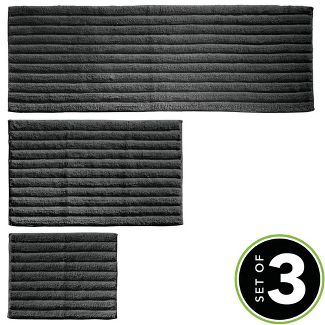 mDesign Soft Cotton Spa Mat Rug for Bathroom, Varied Sizes, Set of 3