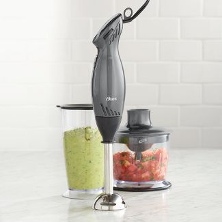 Oster 2-Speed Immersion Hand Blender with Food Chopper Attachment - Metallic Gray