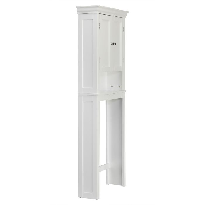 Bourbon Space Saver with Two Contemporary Doors and An Open Shelf Over The Toilet Etagere White - Elegant Home Fashions