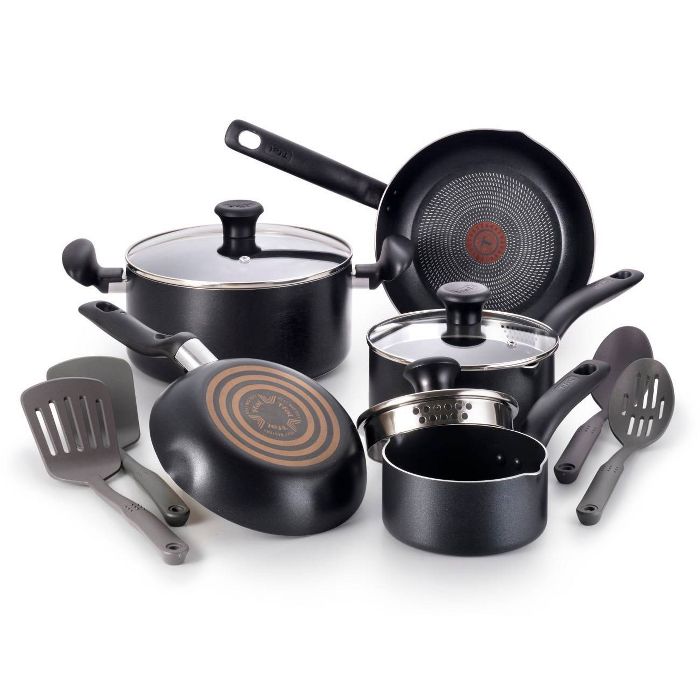 T-Fal 12pc Simply Cook Nonstick Cookware Set Black