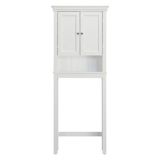 Bourbon Space Saver with Two Contemporary Doors and An Open Shelf Over The Toilet Etagere White - Elegant Home Fashions