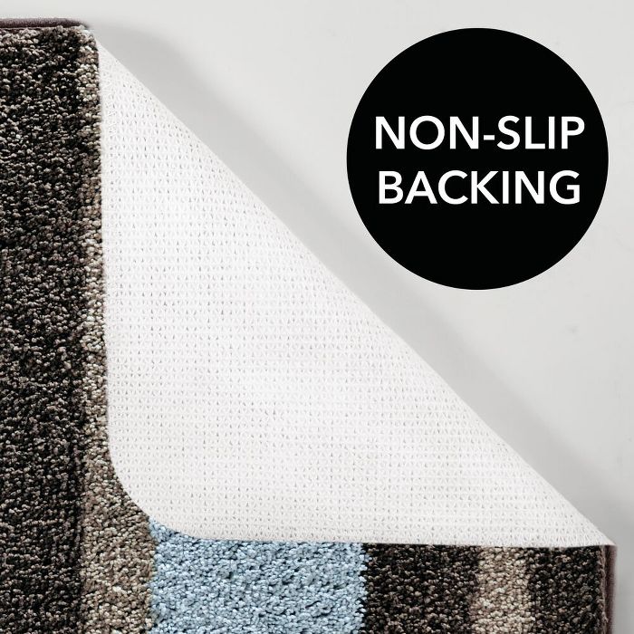 mDesign Striped Microfiber Bathroom Spa Mat Rugs/Runner, Set of 3